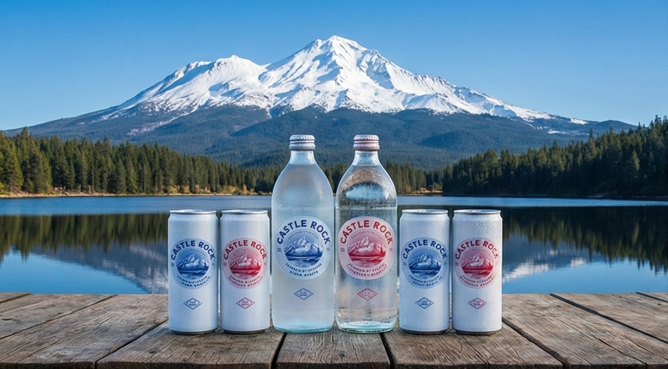 Castle Rock bottles by the lake